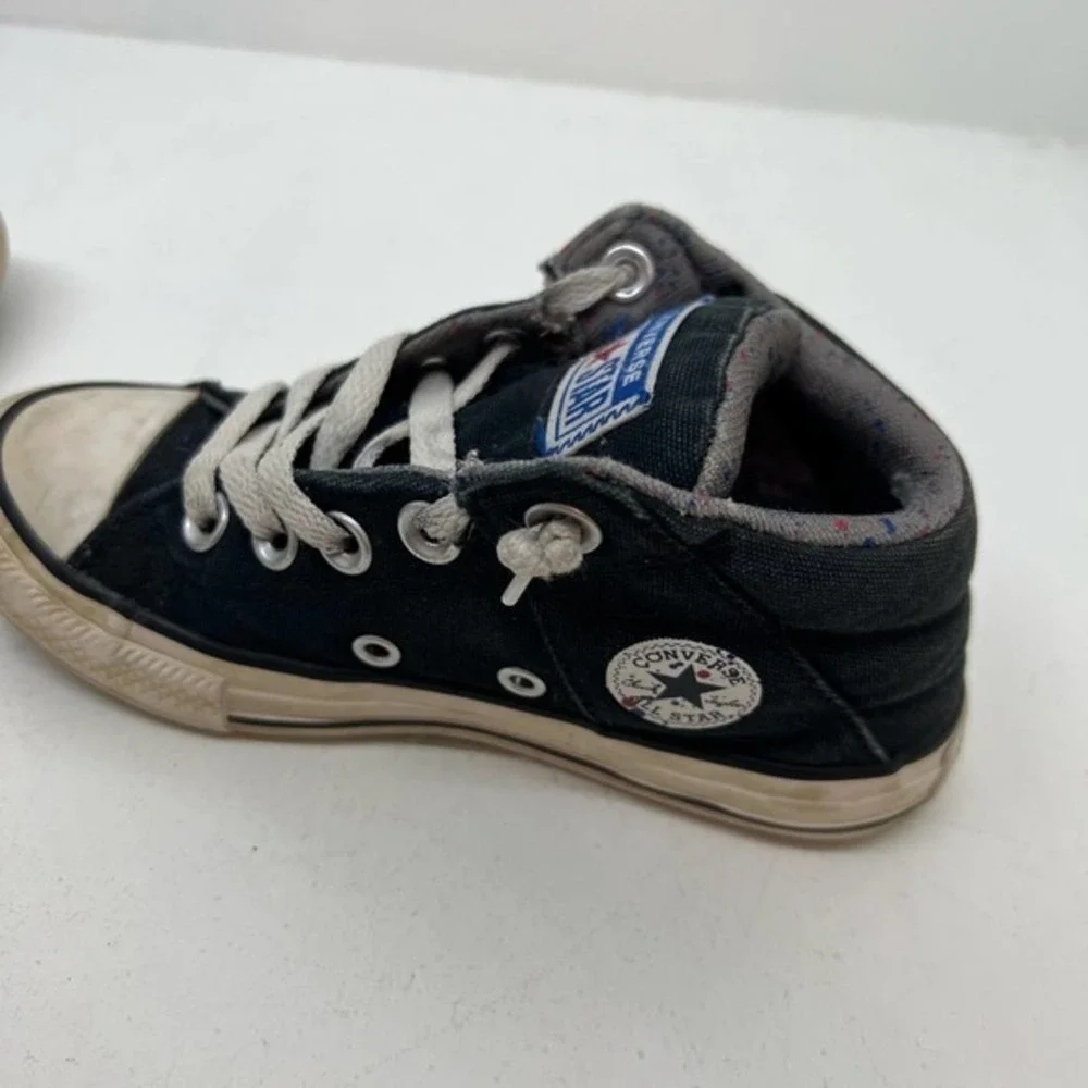 Boys Converse All Star Axel Juniors Mid Top SNEAKERS Black white Size 12 666377F